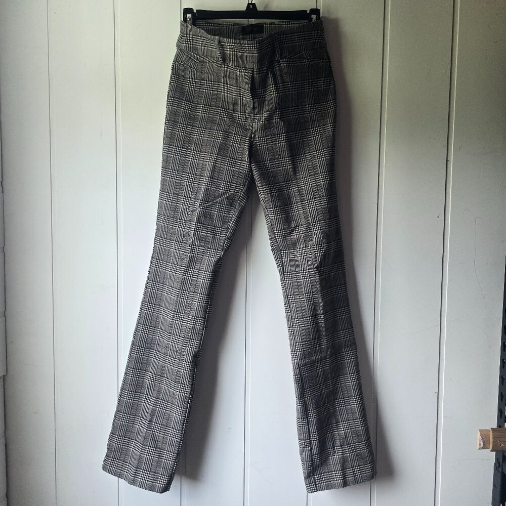 Plaid Boot Cut Women's Pants in Black and White